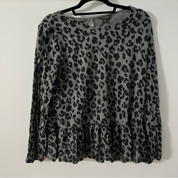 Lucky Brand Tops - Lucky Brand Animal Print Cheetah Leopard Peplum Ruffle Blouse size Large